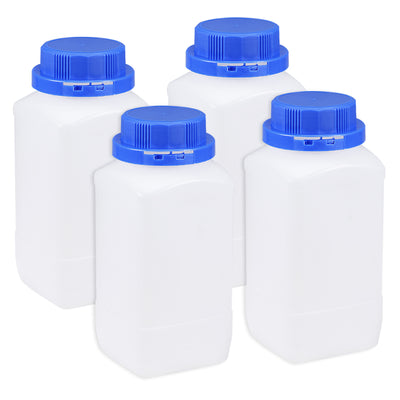 Harfington Uxcell Plastic Lab Chemical Reagent Bottle 1000ml/34oz Wide Mouth Sample Sealing Liquid Storage Container Translucent 4pcs