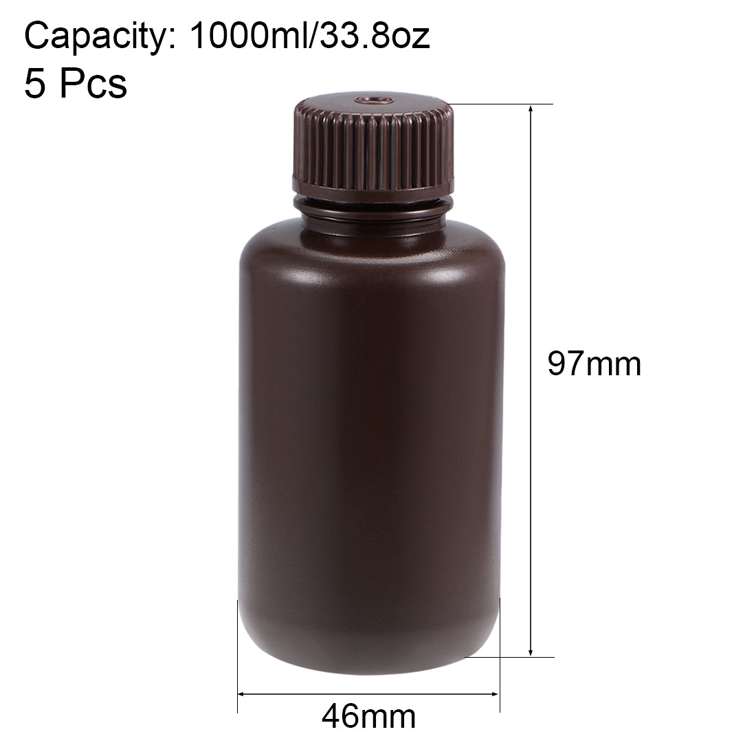 uxcell Uxcell Plastic Lab Chemical Reagent Bottle 100ml/3.4oz Small Mouth Sample Sealing Liquid Storage Container Brown 5pcs