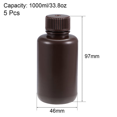 Harfington Uxcell Plastic Lab Chemical Reagent Bottle 100ml/3.4oz Small Mouth Sample Sealing Liquid Storage Container Brown 5pcs