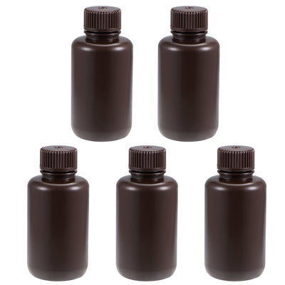 Harfington Uxcell Plastic Lab Chemical Reagent Bottle 100ml/3.4oz Small Mouth Sample Sealing Liquid Storage Container Brown 5pcs