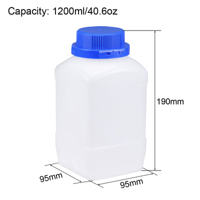 Harfington Uxcell Plastic Lab Chemical Reagent Bottle 1200ml/40.6oz Wide Mouth Sample Sealing Liquid Storage Container Translucent