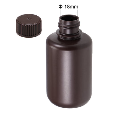 Harfington Uxcell Plastic Lab Chemical Reagent Bottle 125ml/4.2oz Small Mouth Sample Sealing Liquid Storage Container Brown 8pcs