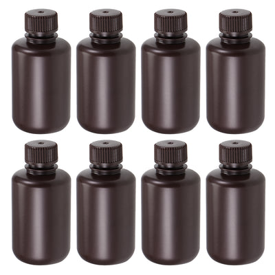 Harfington Uxcell Plastic Lab Chemical Reagent Bottle 125ml/4.2oz Small Mouth Sample Sealing Liquid Storage Container Brown 8pcs