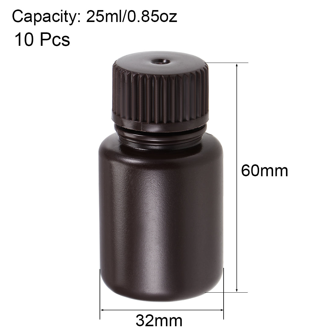 uxcell Uxcell Plastic Lab Chemical Reagent Bottle 25ml/0.85oz Small Mouth Sample Sealing Liquid Storage Container Brown 10pcs