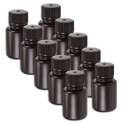 Harfington Uxcell Plastic Lab Chemical Reagent Bottle 25ml/0.85oz Small Mouth Sample Sealing Liquid Storage Container Brown 10pcs