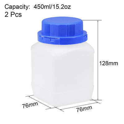 Harfington Uxcell 2stk. Laborreagenzflasche 450ml Probenversiegelter Vorratsbehälter für Flüssigkeit Kunststoff