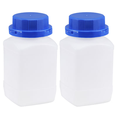 Harfington Uxcell Plastic Lab Chemical Reagent Bottle 500ml/16.9oz Wide Mouth Sample Sealing Liquid Storage Container Translucent 2pcs