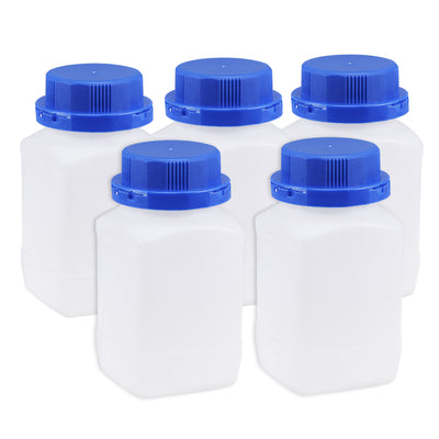 Harfington Uxcell Plastic Lab Chemical Reagent Bottle 500ml/16.9oz Wide Mouth Sample Sealing Liquid Storage Container Translucent 5pcs