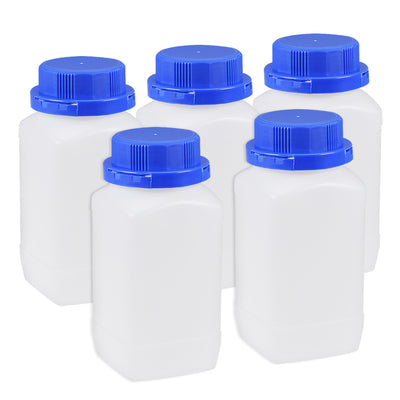 Harfington Uxcell Plastic Lab Chemical Reagent Bottle 650ml/22oz Wide Mouth Sample Sealing Liquid Storage Container Translucent 5pcs