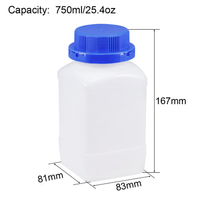 Harfington Uxcell Plastic Lab Chemical Reagent Bottle 750ml/25.4oz Wide Mouth Sample Sealing Liquid Storage Container Translucent