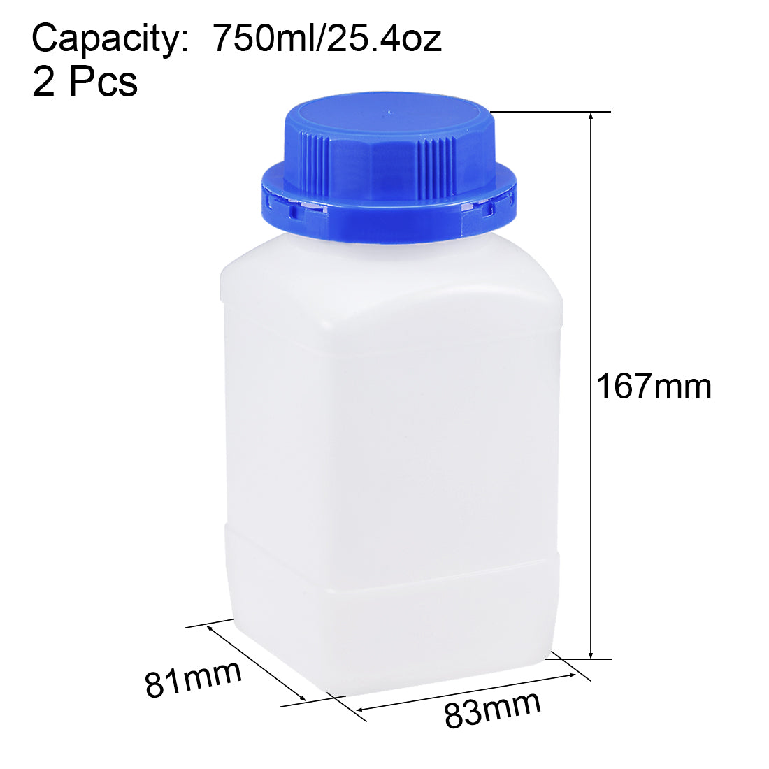 uxcell Uxcell 2stk. Laborreagenzflasche 750ml Probenversiegelungsflüssigkeit Vorratsbehälter Kunststoff