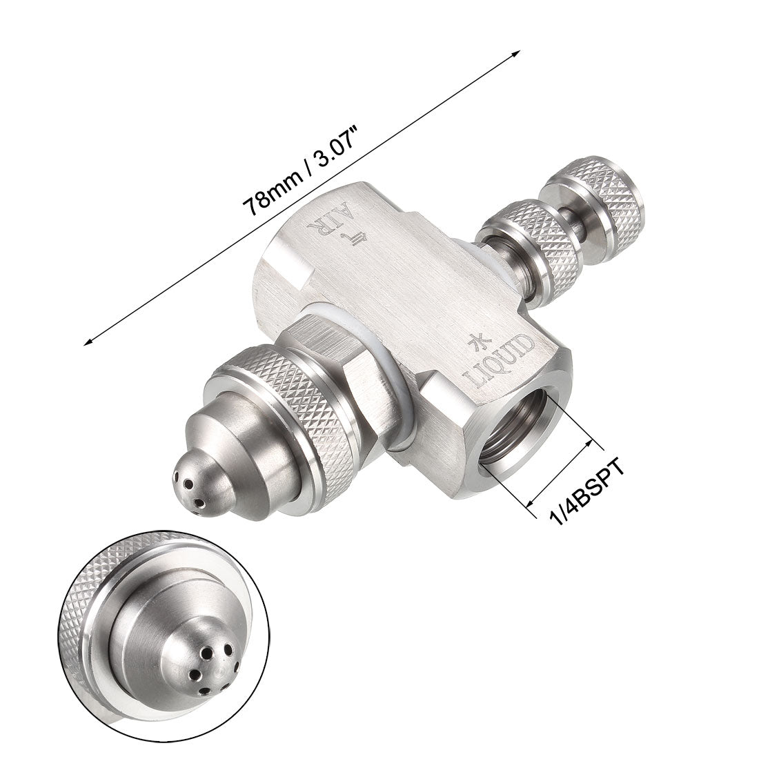 uxcell Uxcell Air Atomizing Nozzle, 1/4BSPT Misting Low Pressure Wide Angle Spray Tip Nozzles