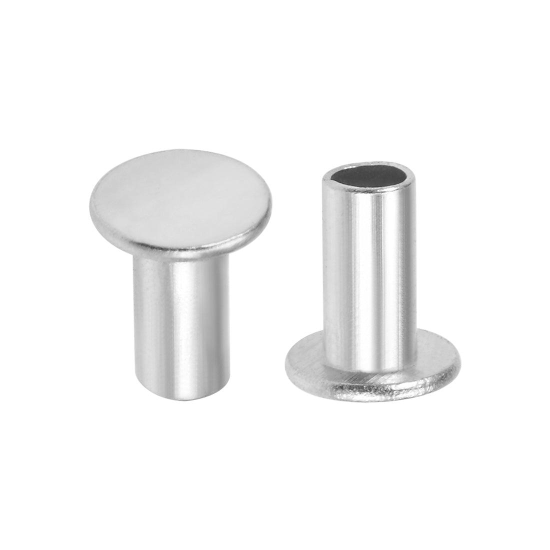 uxcell Uxcell 200 Stk. Aluminium Flachkopf Halbröhrennieten Silber M5x10mm