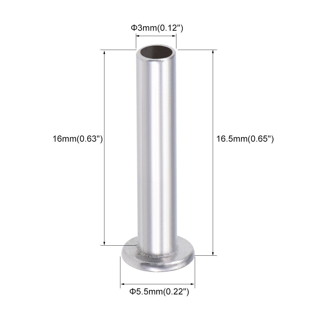 uxcell Uxcell 100 Stk. Aluminium Flachkopf Halbröhrennieten Silber M5x16mm