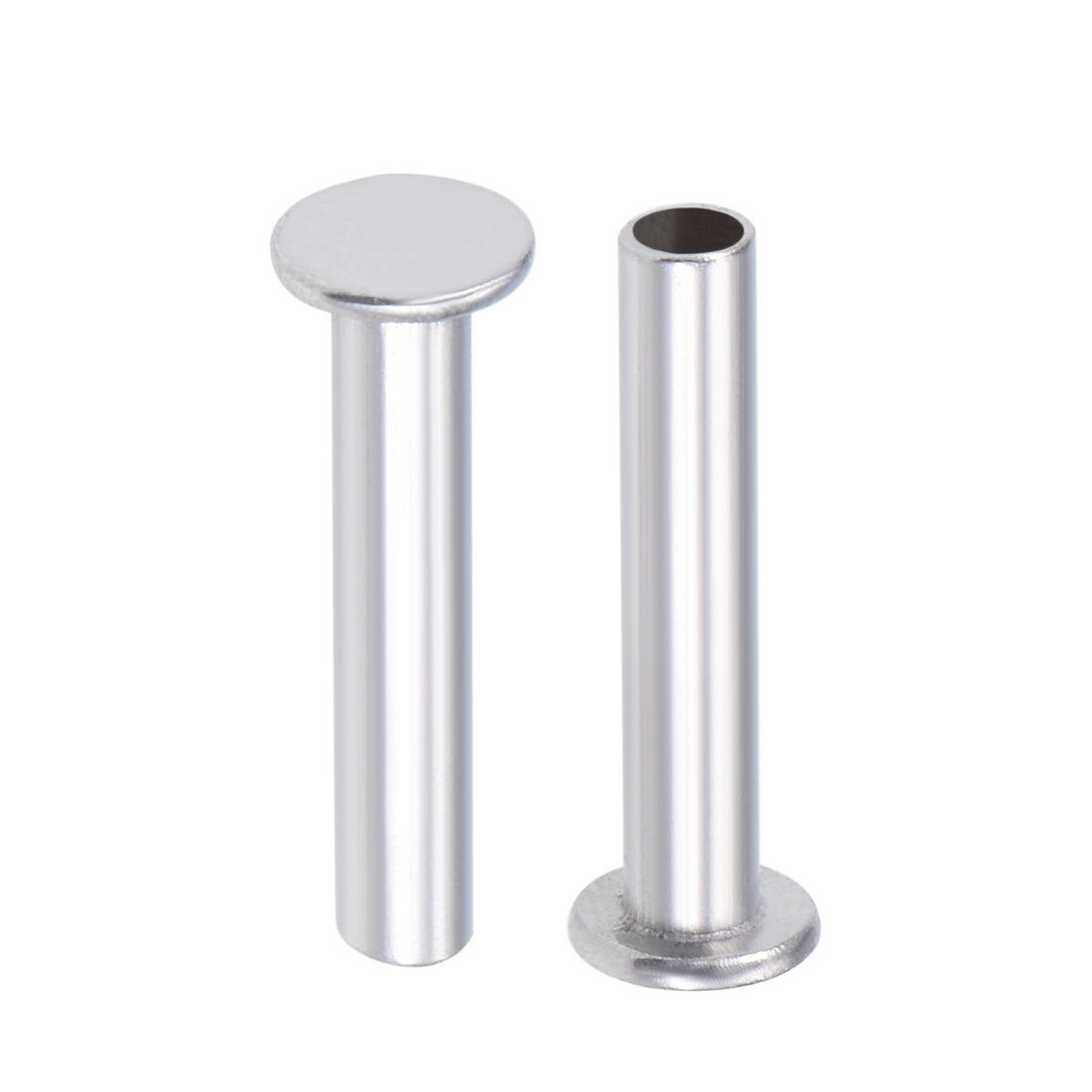 uxcell Uxcell 100 Stk. Aluminium Flachkopf Halbröhrennieten Silber M5x16mm