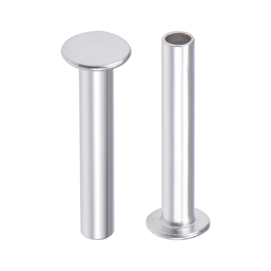 uxcell Uxcell 50 Stk. Aluminium Flachkopf Halbröhrennieten Silber M5x30mm