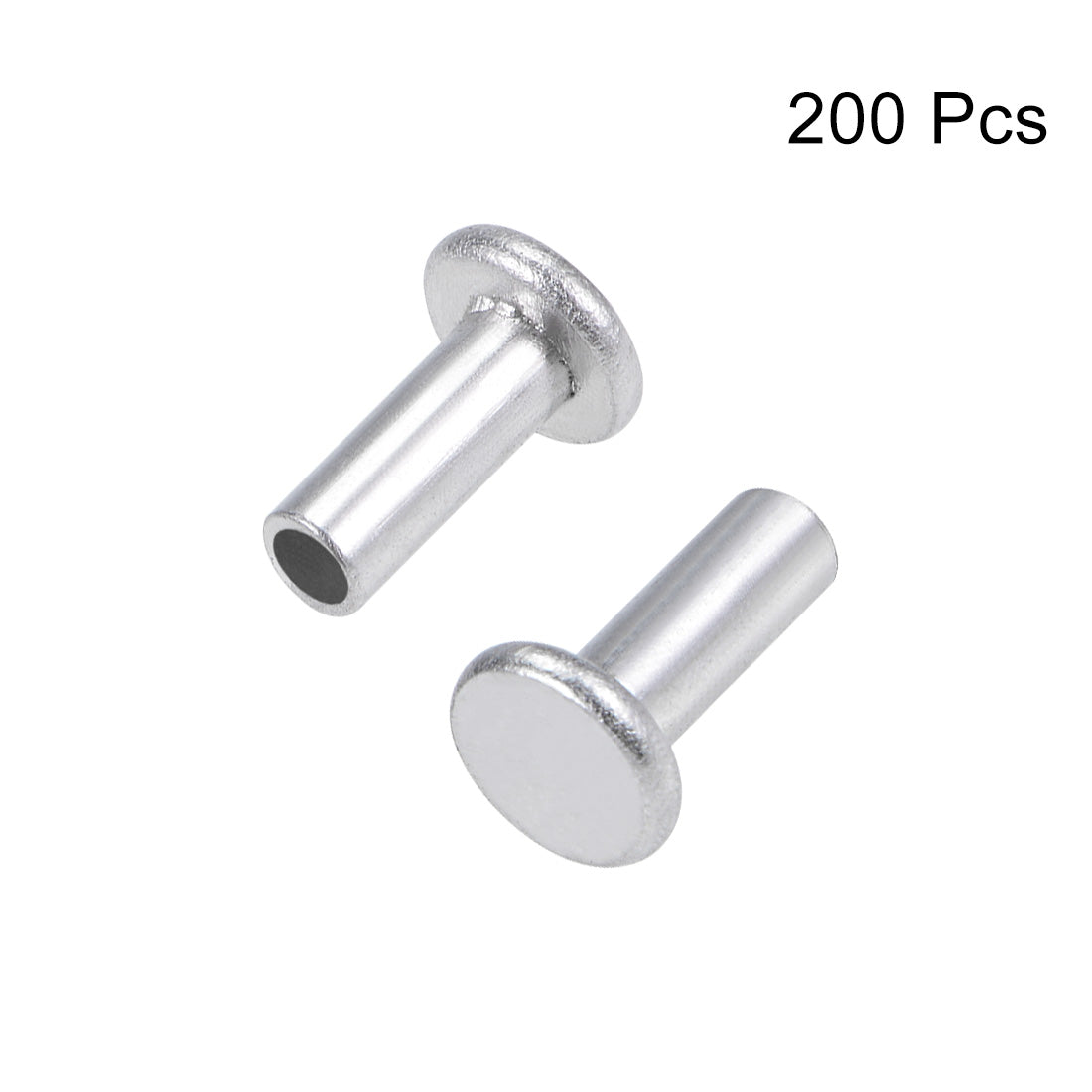 uxcell Uxcell 200 Pcs 4mm x 10mm Aluminum Flat Head Semi-Tubular Rivets Silver Tone