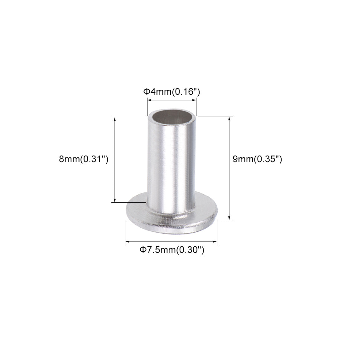 uxcell Uxcell 200 Stk. Aluminium Flachkopf Halbröhrennieten Silber M4x8mm