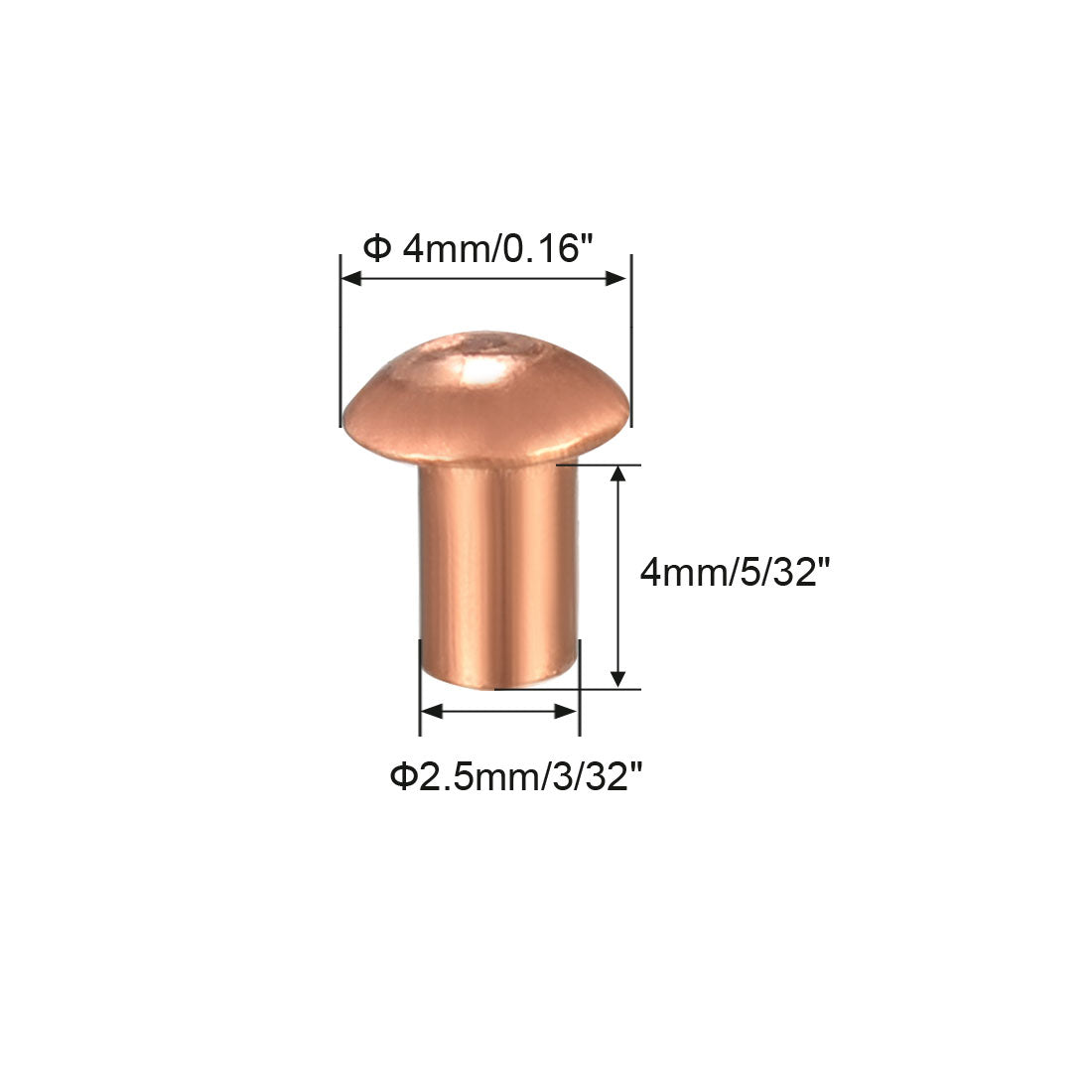 uxcell Uxcell 200 Pcs  Round Head Copper Solid Rivets Fasteners