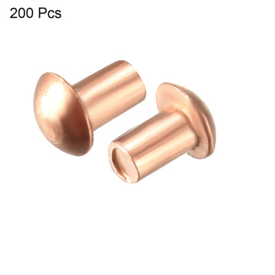 Harfington Uxcell 200 Pcs  Round Head Copper Solid Rivets Fasteners