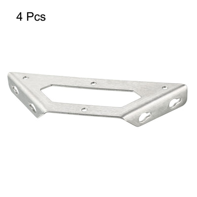 Harfington Uxcell Shelf Angle Bracket Joining Support Corner Brace, 105mm x 105mm,Stainless Steel Silver Tone, 4Pcs