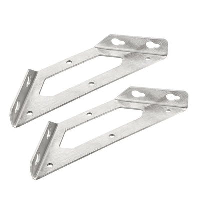 Harfington Uxcell Shelf Angle Bracket Joining Support Corner Brace, 105mm x 105mm,Stainless Steel Silver Tone, 4Pcs