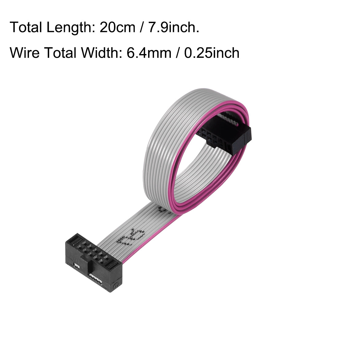 uxcell Uxcell IDC Wire Flat Ribbon Cable FC/FC Female Connector A-type 10Pins 1.27mm Pitch 20cm Length