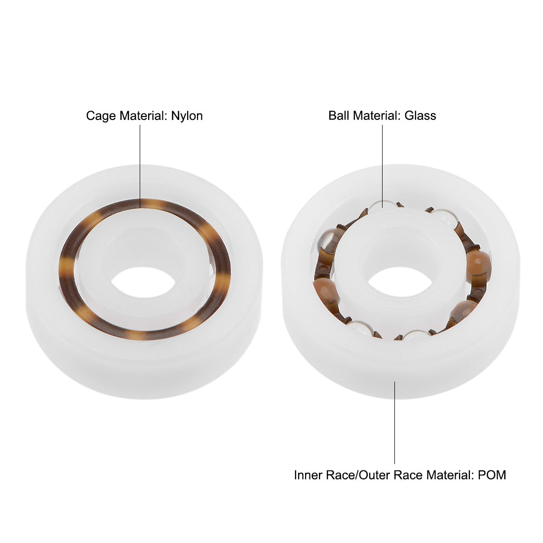 uxcell Uxcell POM-Kunststofflager, Glaskugel Nylonkäfig 625 (5 Menge)