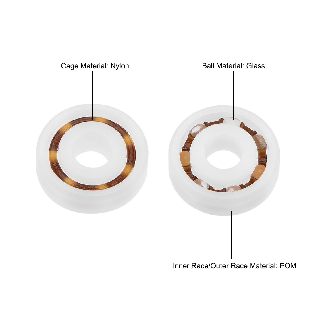 uxcell Uxcell POM-Kunststofflager, Glaskugel Nylonkäfig 603 (5 Menge)