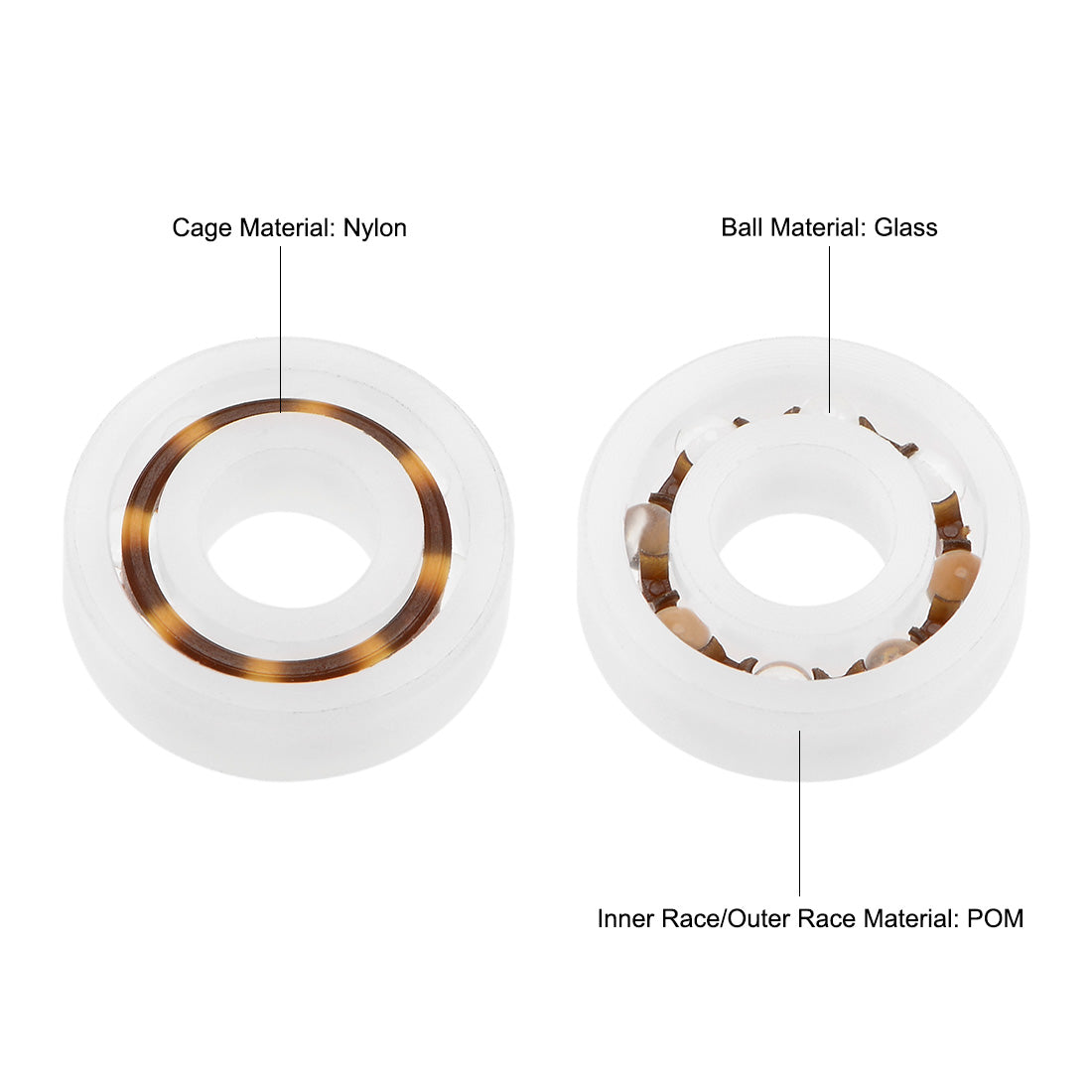 uxcell Uxcell POM-Kunststofflager, Glaskugel Nylonkäfig 695 (5 Menge)