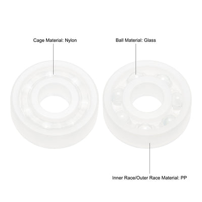 Harfington Uxcell 608 PP Kunststofflager 8x22x7mm Glaskugelkäfig aus Nylon