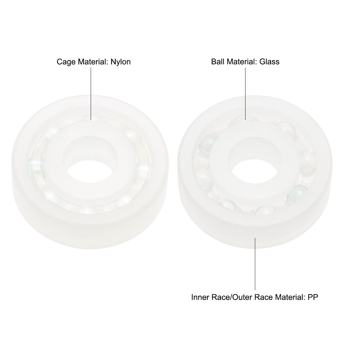 uxcell Uxcell 5stk. 6200 PP Kunststofflager 10x30x9mm Glaskugelkäfig aus Nylon