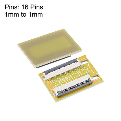 Harfington Uxcell 16-poliger bis 16-poliger Verlängerungssteckeradapter mit 1,0 mm Abstand für FFC-FPC-Kabelverlängerung ZIF-Festplatte