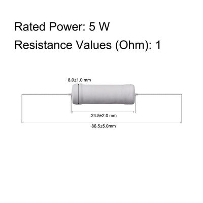 Harfington Uxcell 10Pcs 5W 5 Watt Metal Oxide Film Resistor Lead 1 Ohm ±5% Tolerance