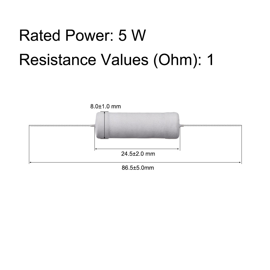 uxcell Uxcell 30Pcs 5W 5 Watt Metal Oxide Film Resistor Lead 1 Ohm ±5% Tolerance