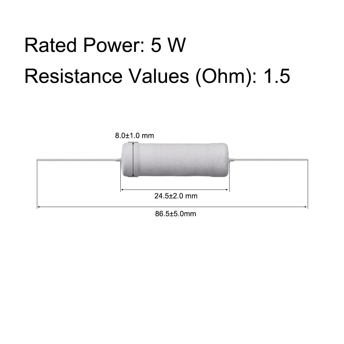 uxcell Uxcell 50Pcs 5W 5 Watt Metal Oxide Film Resistor Lead 1.5 Ohm ±5% Tolerance