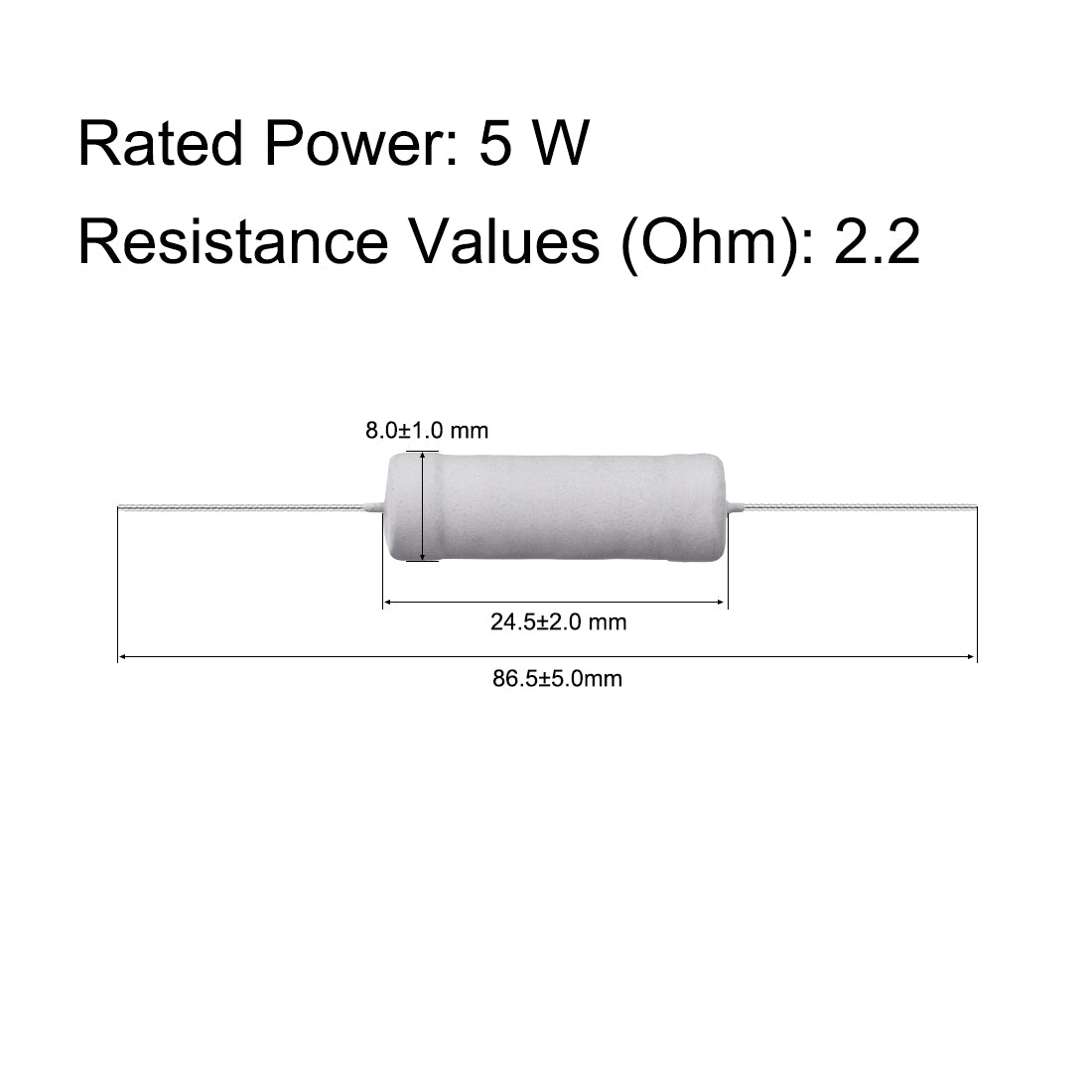 uxcell Uxcell 10Pcs 5W 5 Watt Metal Oxide Film Resistor Lead 2.2 Ohm ±5% Tolerance