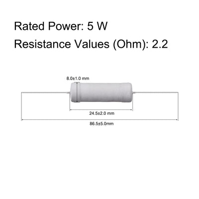 Harfington Uxcell 10Pcs 5W 5 Watt Metal Oxide Film Resistor Lead 2.2 Ohm ±5% Tolerance