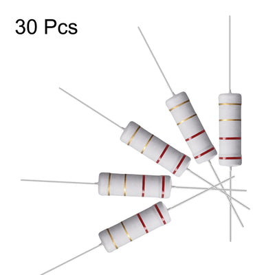 Harfington Uxcell 30Pcs 5W 5 Watt Metal Oxide Film Resistor Lead 2.2 Ohm ±5% Tolerance