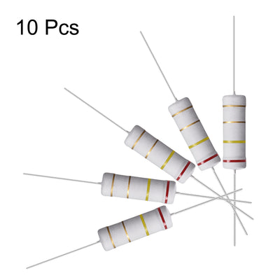 Harfington Uxcell 10Pcs 5W 5 Watt Metal Oxide Film Resistor Lead 2.4 Ohm ±5% Tolerance