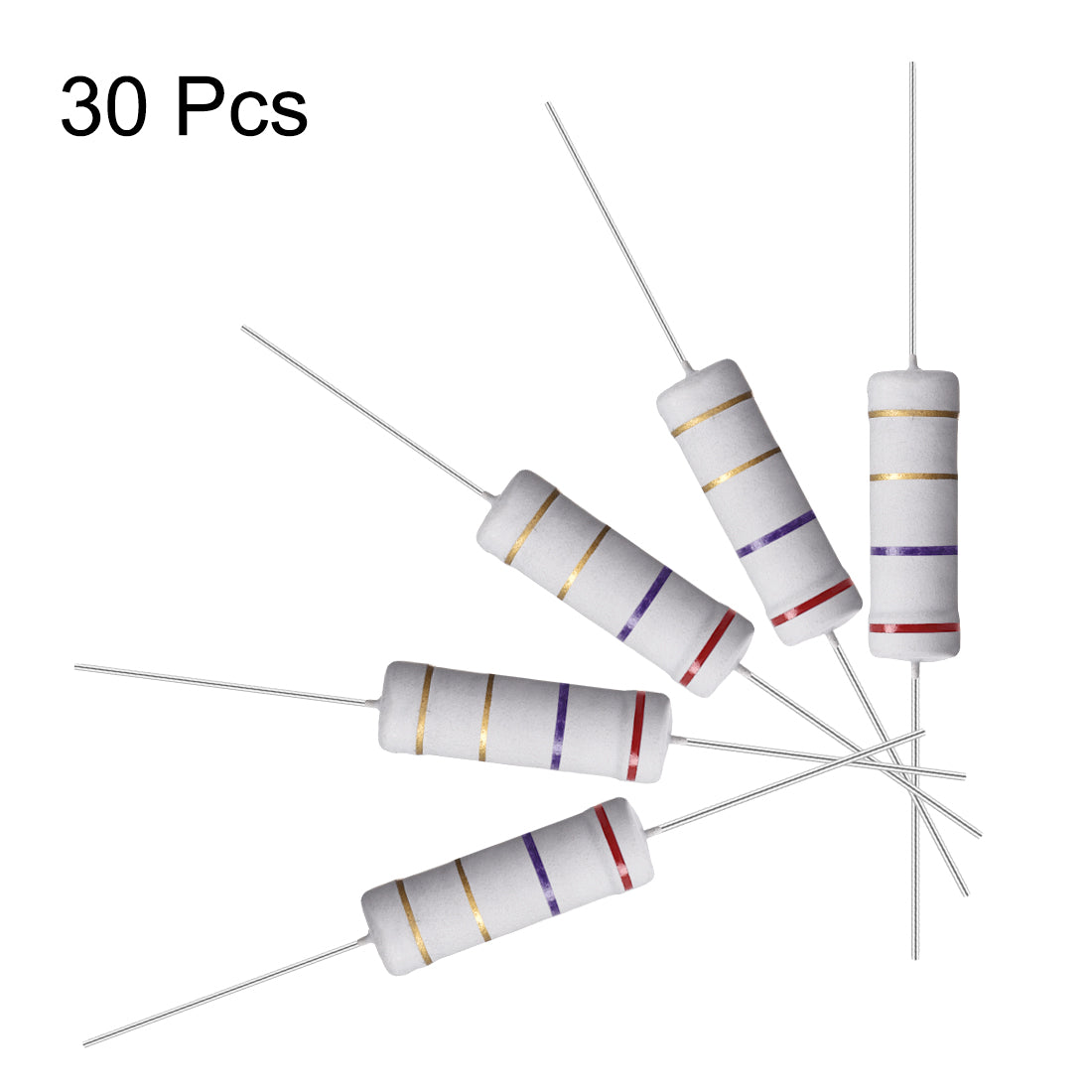 uxcell Uxcell 30Pcs 5W 5 Watt Metal Oxide Film Resistor Lead 2.7 Ohm ±5% Tolerance