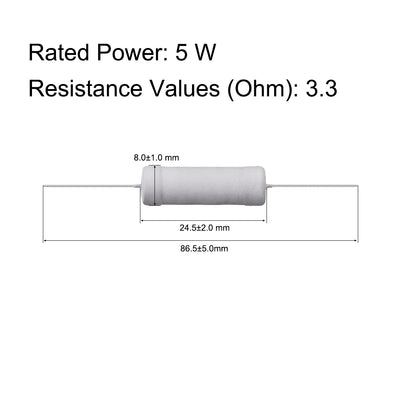 Harfington Uxcell 10Pcs 5W 5 Watt Metal Oxide Film Resistor Lead 3.3 Ohm ±5% Tolerance