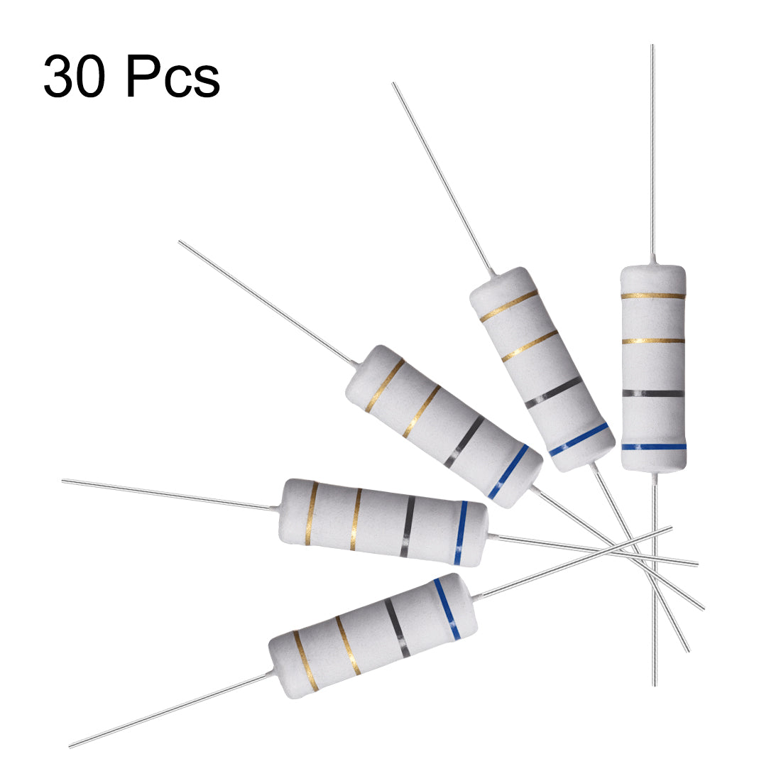 uxcell Uxcell 30Pcs 5W 5 Watt Metal Oxide Film Resistor Lead 6.8 Ohm ±5% Tolerance