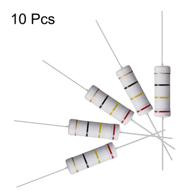 Harfington Uxcell 10Pcs 5W 5 Watt Metal Oxide Film Resistor Lead 24 Ohm ±5% Tolerance