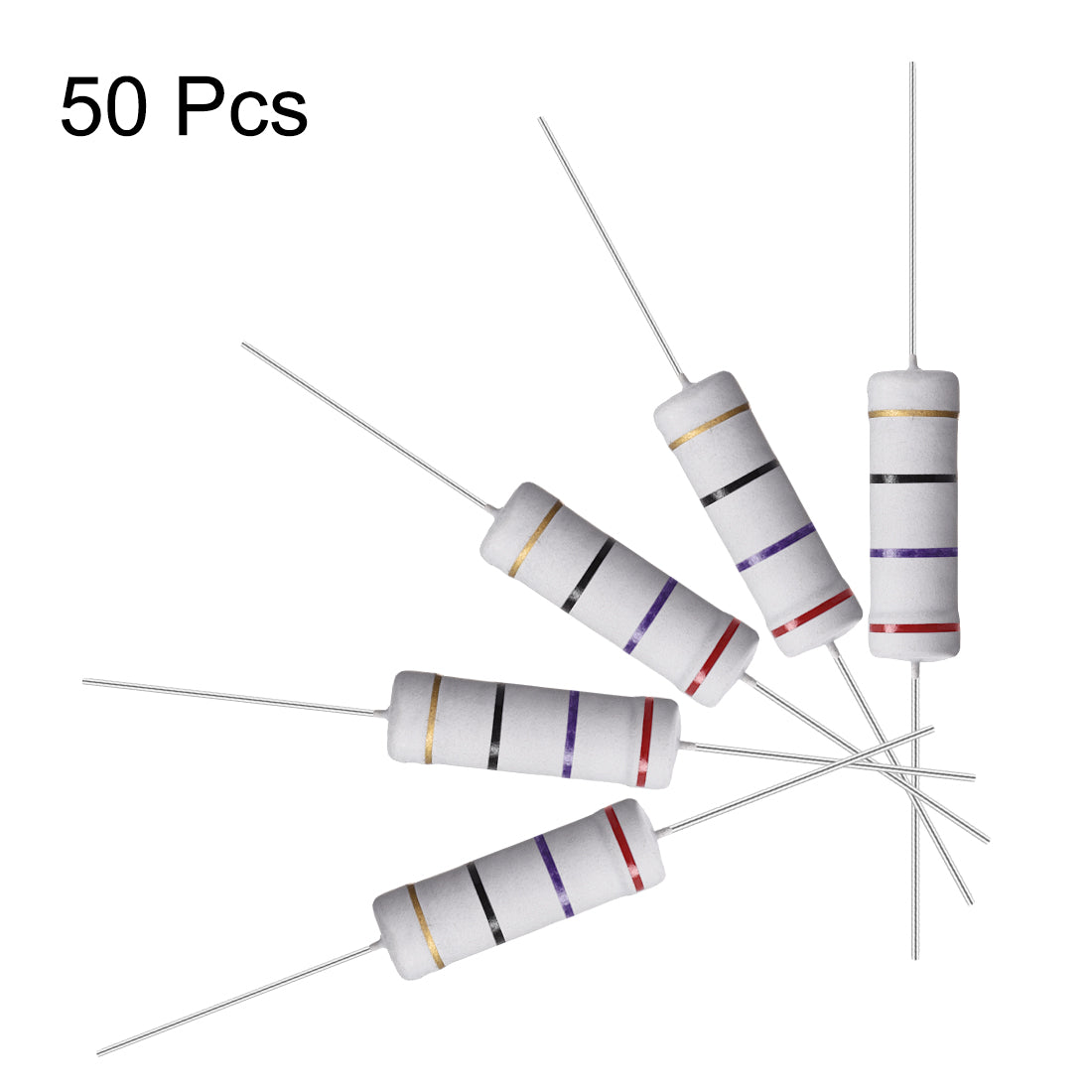 uxcell Uxcell 50Pcs 5W 5 Watt Metal Oxide Film Resistor Lead 27 Ohm ±5% Tolerance