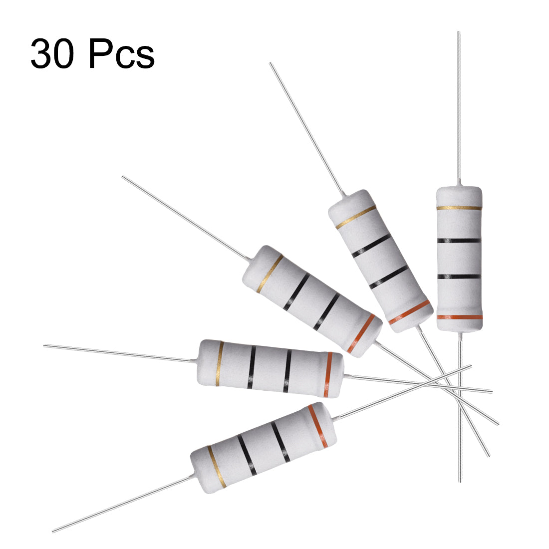 uxcell Uxcell 30Pcs 5W 5 Watt Metal Oxide Film Resistor Lead 30 Ohm ±5% Tolerance