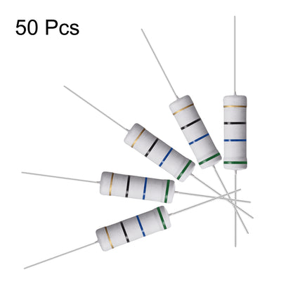 Harfington Uxcell 50Pcs 5W 5 Watt Metal Oxide Film Resistor Lead 56 Ohm ±5% Tolerance