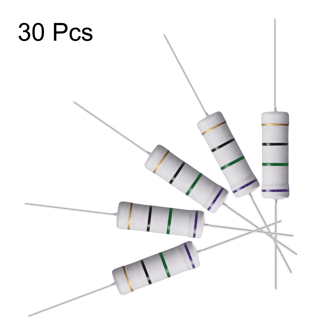 uxcell Uxcell 30Pcs 5W 5 Watt Metal Oxide Film Resistor Lead 75 Ohm ±5% Tolerance