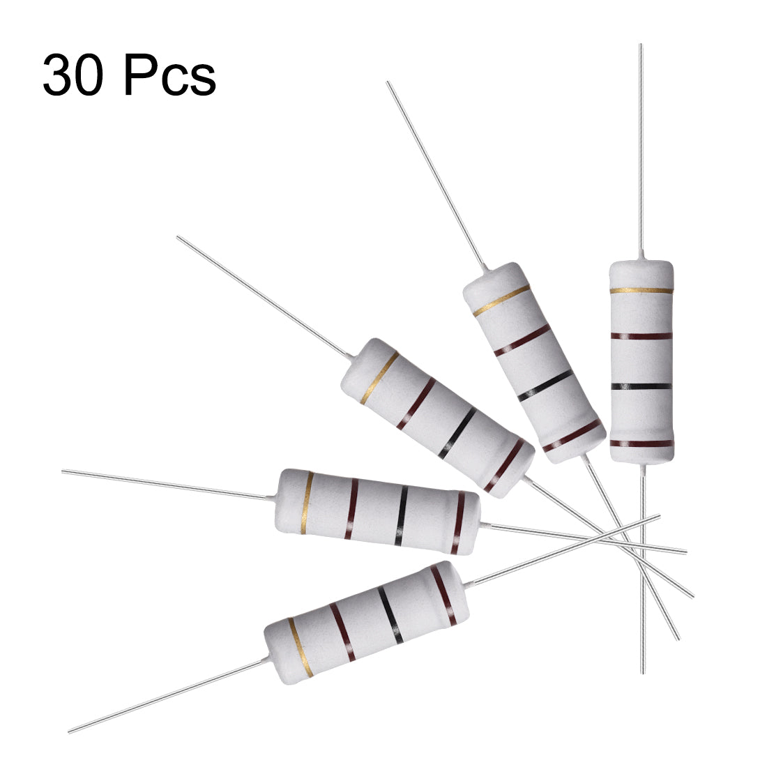 uxcell Uxcell 30 Pcs 5W 5 Watt Metal Oxide Film Resistor Axile Lead 100 Ohm ±5% Tolerance