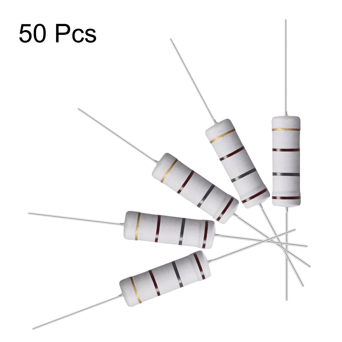 uxcell Uxcell 50 Pcs 5W 5 Watt Metal Oxide Film Resistor Axile Lead 180 Ohm ±5% Tolerance